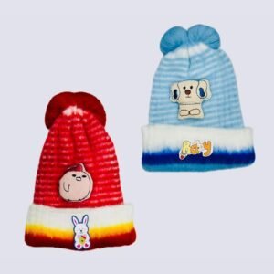 Baby Embroidered Beanies Pack of 2 Wool Warm
