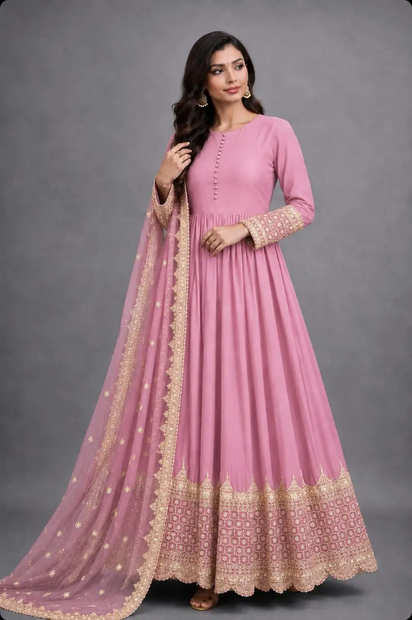 3 Pcs Women’s Stitched Chiffon Sequins Embroidered Maxi Suit