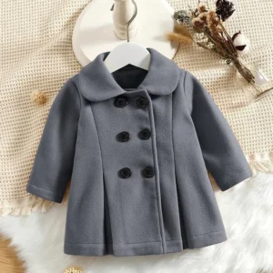 Grey Fleece Coat for Kids 7-8 Years Winter Warm