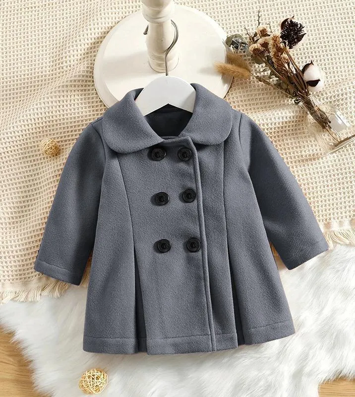Grey Fleece Coat for Kids 7-8 Years Winter Warm
