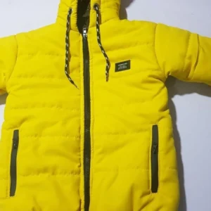 Boy's Yellow Puffer Jacket with Hood & Drawstrings
