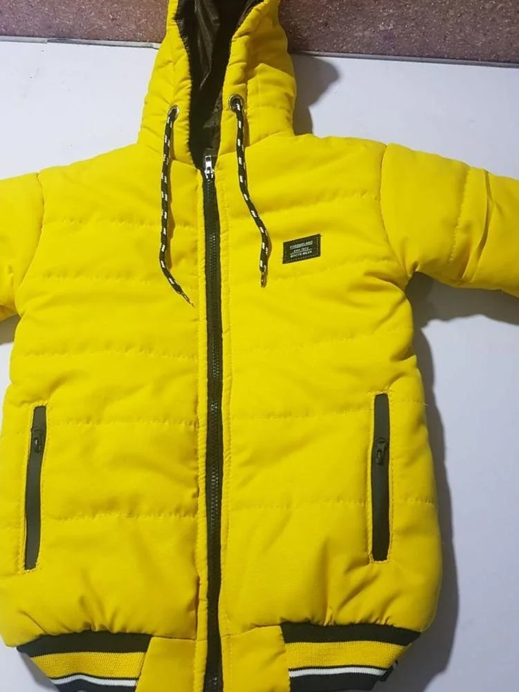 Boy’s Yellow Puffer Jacket with Hood & Drawstrings