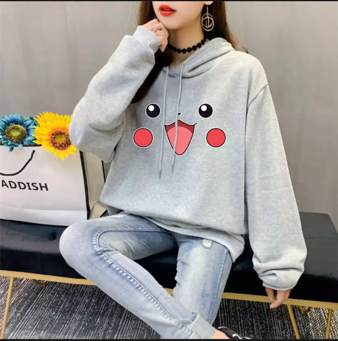 1 Pc Women’s Stitched Fleece Printed Pullover Hoodie