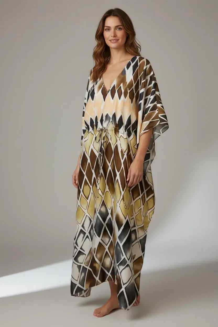 1 Pc Women’s Stitched Silk Printed Maxi