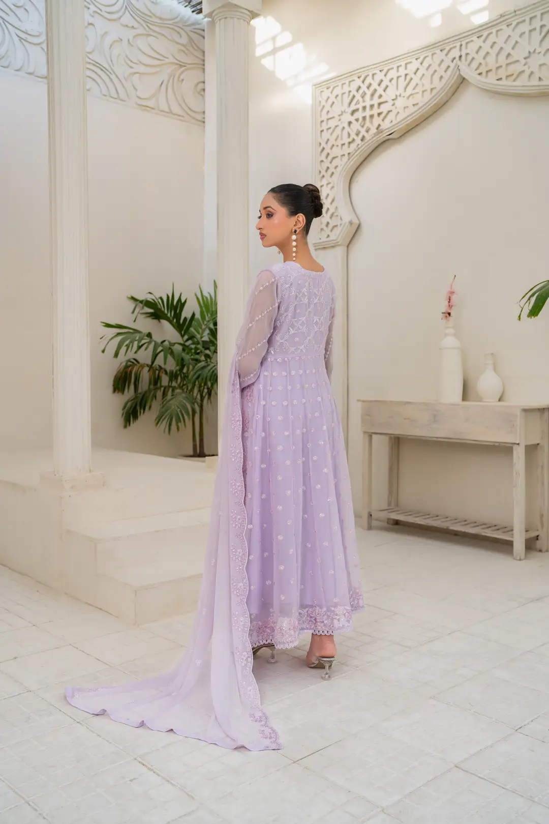 3 Pcs Women’s Stitched Chiffon Hand Work Maxi Suit